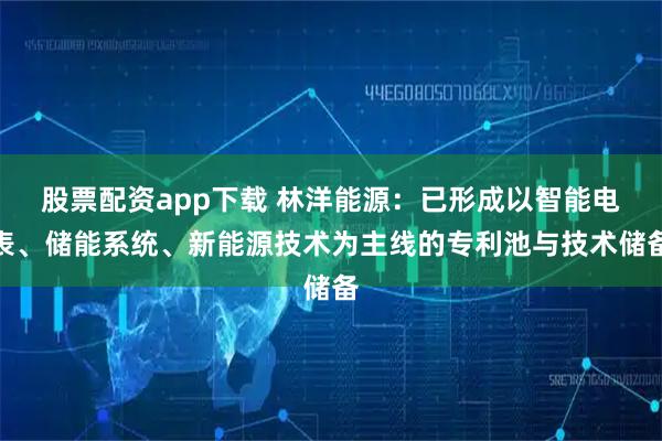股票配资app下载 林洋能源：已形成以智能电表、储能系统、新能源技术为主线的专利池与技术储备